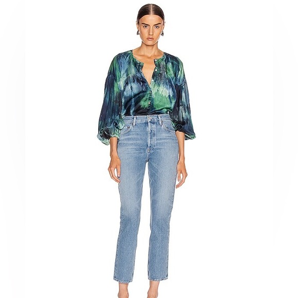 Raquel Allegra Poet Top Elegant Green Tie-Dye Women's in Jade Tie Dye - Picture 4 of 13